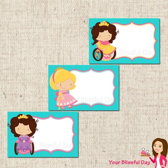 PRINTABLE Princess Just Like Me Label Tents (Character of your choice) Il_570xn