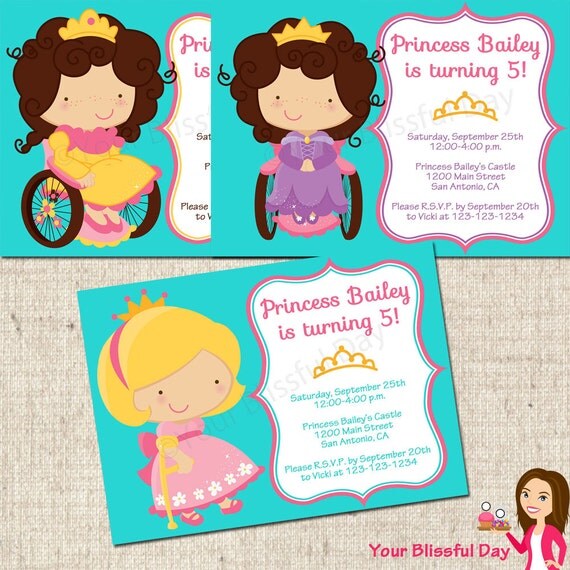PRINTABLE Princess Just Like Me Party Invitation (Character of your choice) Il_570xn