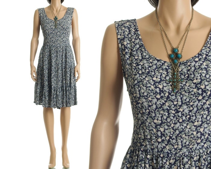 Vintage 90s Floral Dress - India Sheer Gauze Boho Hippie Sundress - S / M / L