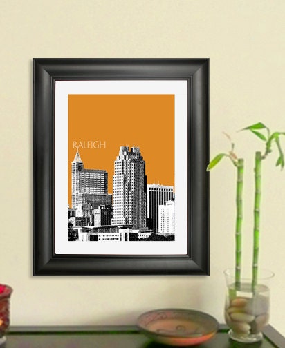 Raleigh Skyline Poster - Raleigh NC City Skyline - Art Print - 8 x 10 Choose Your Color