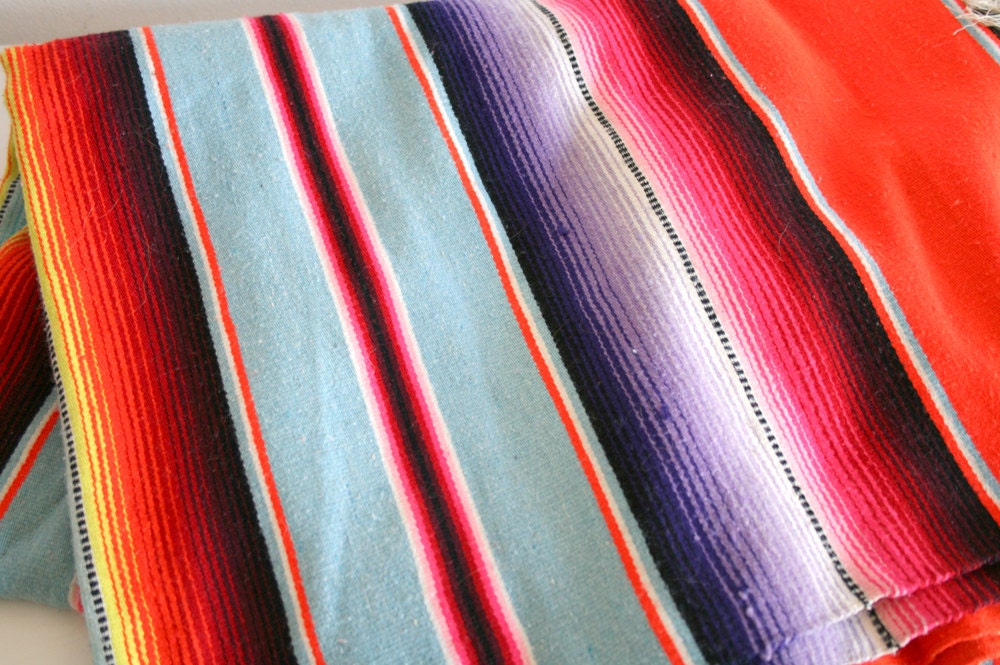 Orange Striped Mexican Blanket