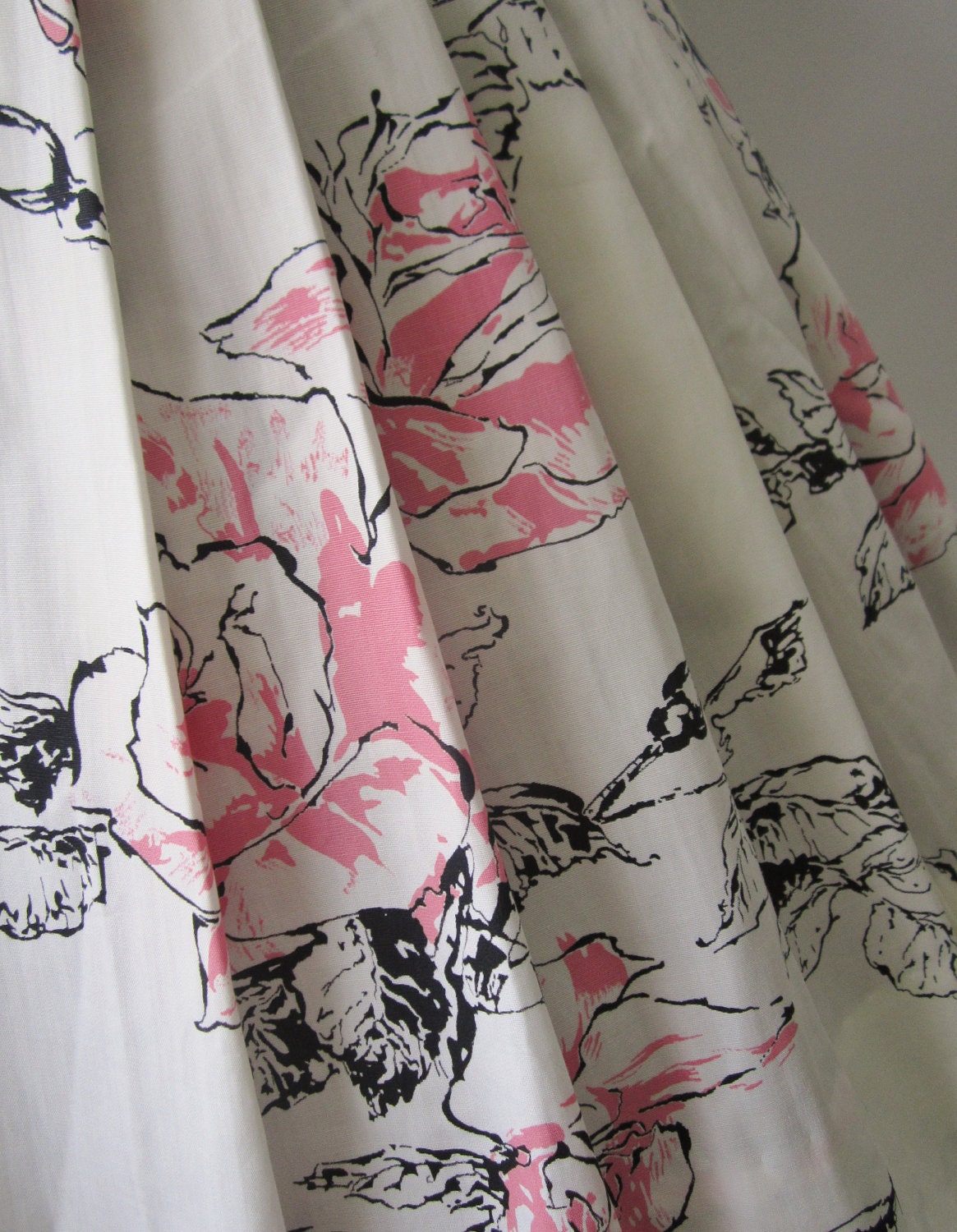50's Floral Print Skirt // Vintage 1950's Floral Print Cotton Full Pleated Garden Party Skirt XS