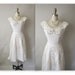 50's Wedding Dress // Vintage 1950's White Cut-Out Organdy Linen Casual Wedding Dress XS