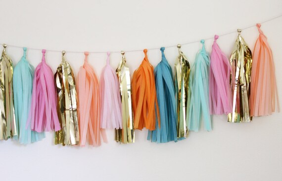Tissue Tassel Garland-18 tassels- Vintage Pastel Il_570xn