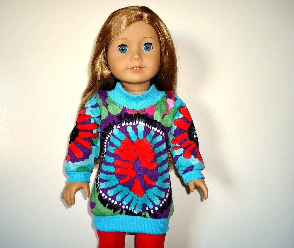 American Girl Doll Long Shirt and Leggings faux Tie Dye Color Burst 18 inch doll