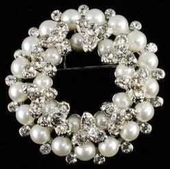 Pearl Reef Austrian Crystal Brooch CN106P-IVY