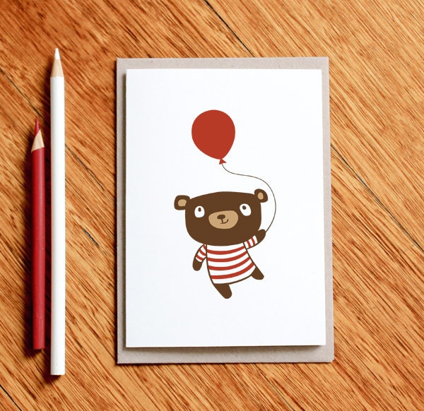 Birthday Bear - Greeting Card / Christmas Card