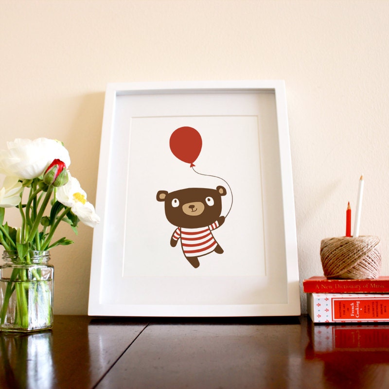 Birthday Bear - 8 x 10 Art Print