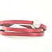 Red triple wrapped leather bracelet with sphere magnetic clasp