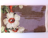 1960's Vintage pure linen floral tea towel