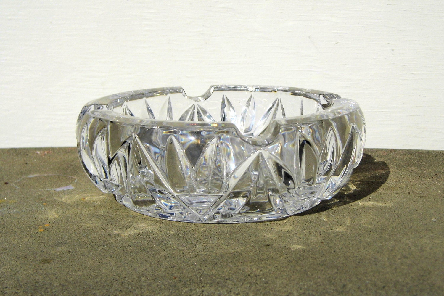 Vintage Crystal Ashtray Vintage Glass Cut by PaperWoodVintage