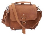 Leather Satchel Messenger Bag, Purse MEDIUM - Buckskin Tan Distressed, Rugged