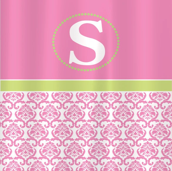 Personalized Shower Curtain pink green
