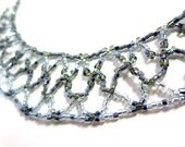Beaded Collar Necklace Netted in Dark Gray and Silver
