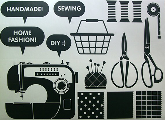 Sewing Machine Graphic Wall Vinyl Sticker by verryberrysticker