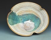 Salad Bowl Speckled Stone Swirled Green Glaze B