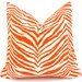 Euro Sham Decorative Throw Pillow Covers 24 x 24 Autumn Decor Modern Thanksgiving Pair of Two in Sweet Potato Orange and Natural - Zebra