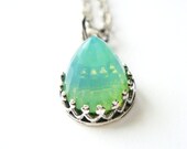 Rare Green Opal Peridot Swarovski Crystal Necklace