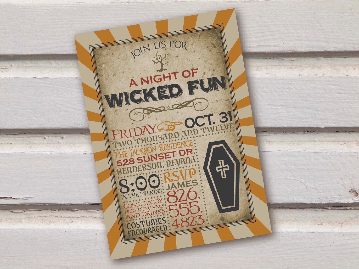 Vintage Spooky Halloween Invitation-Digital-