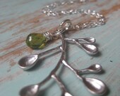 Tree Branch Necklace - READY TO SHIP - Peridot Gemstone - Sterling Silver - TakeFlightBoutique on Etsy