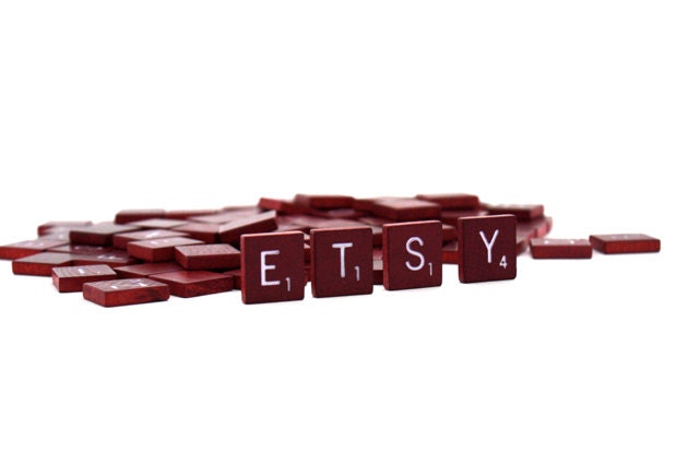 Vintage WOODEN Letter Tiles from 1960's Scrabble Board Game