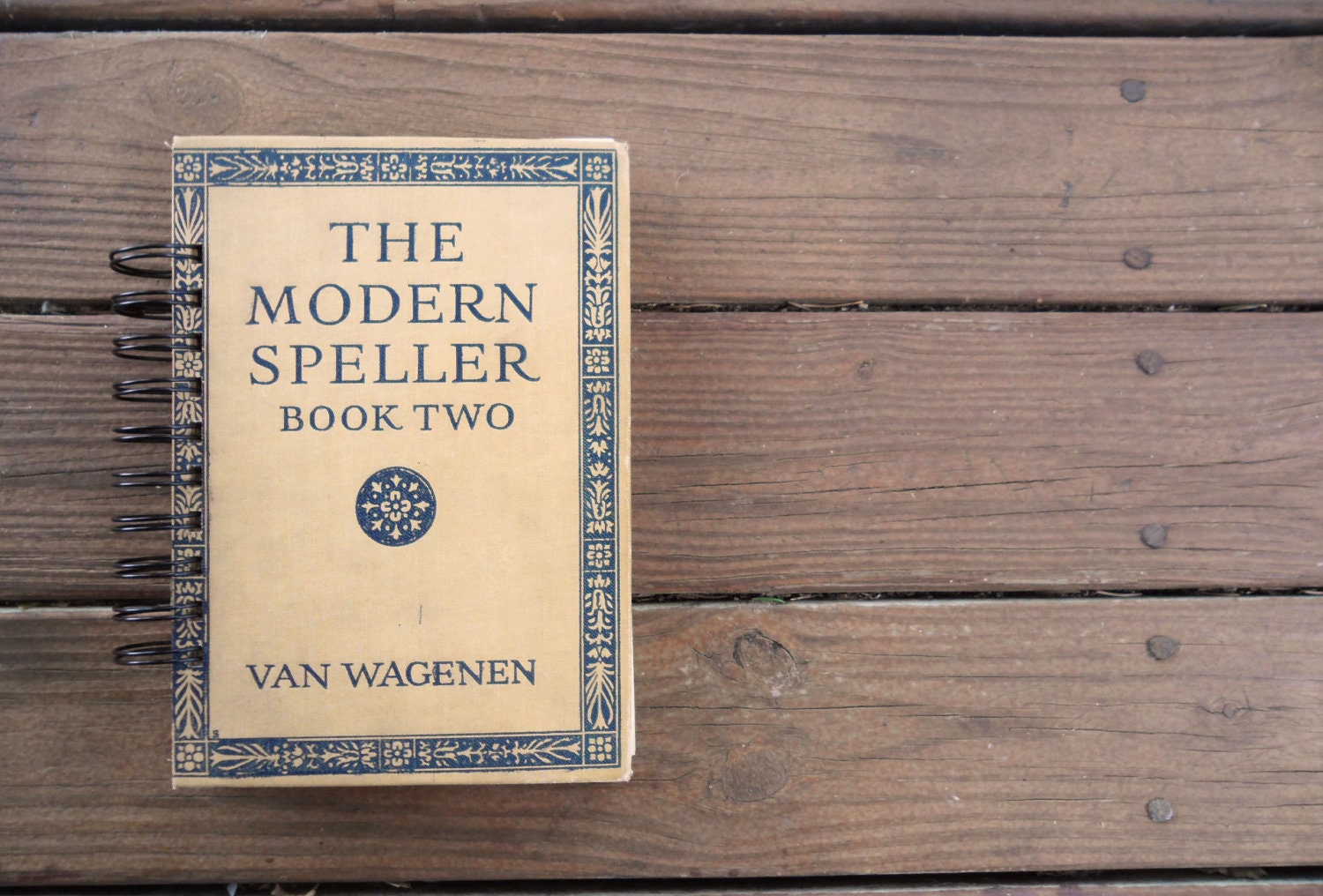 notebook journal - the MODERN SPELLER - vintage textbook wire bound journal