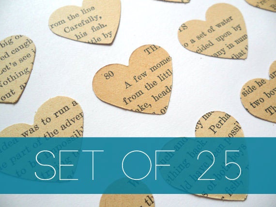 book stickers wedding seals recycled book page - set of 25