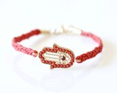 Hamsa Hand Braided Bracelet - Red