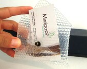 holiday gift idea, Clear Business Card Leather Holder,  Envelope Card Case, women and men wallet, small wallet, ready to ship