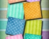 Shabby Inchies Stripes Dots Squares Digital Collage Sheet 1 inch square Background ATC Scrabble Tiles Ephemera Background Jewelry Grunge 245