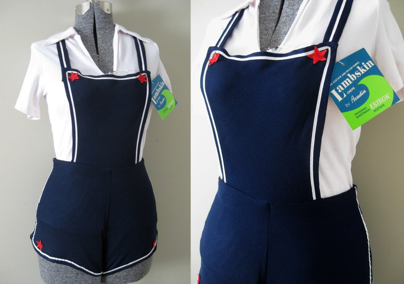 Vintage 60s Independence Day Burlesque Hot Pants Romper DEADSTOCK NWT Halloween Costume Unworn Pinup Bombshell NOS Sexy Daisy Duke S