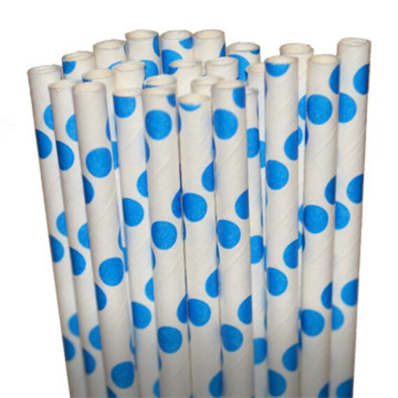 Dot Blue Paper Party Paper Straws - 25 Count Il_570xn