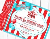 Circus Invitation Carnival Invitation Big Top Invitation with Tickets Balloons - Aqua and Red Collection - Gwynn Wasson Designs PRINTABLES