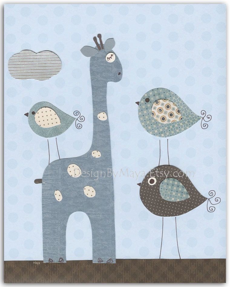 Nursery wall art, Baby boy room, Baby Giraffe...Bradley No one else Giraffe...Match to the colors of Bradley by Pottery Barn