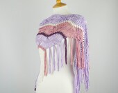 hairpin crochet shawl in mix of white purple orchid antique rose - The Subra line