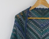 crochet shawl purple gray mohair lace triangle wrap neckwarmer scarf  winter for her women  light multicolor stripes
