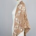 crochet motif shawl chunky beige cotton triangle wrap neckwarmer scarf autumn for her - the naos - mix of cotton and silk