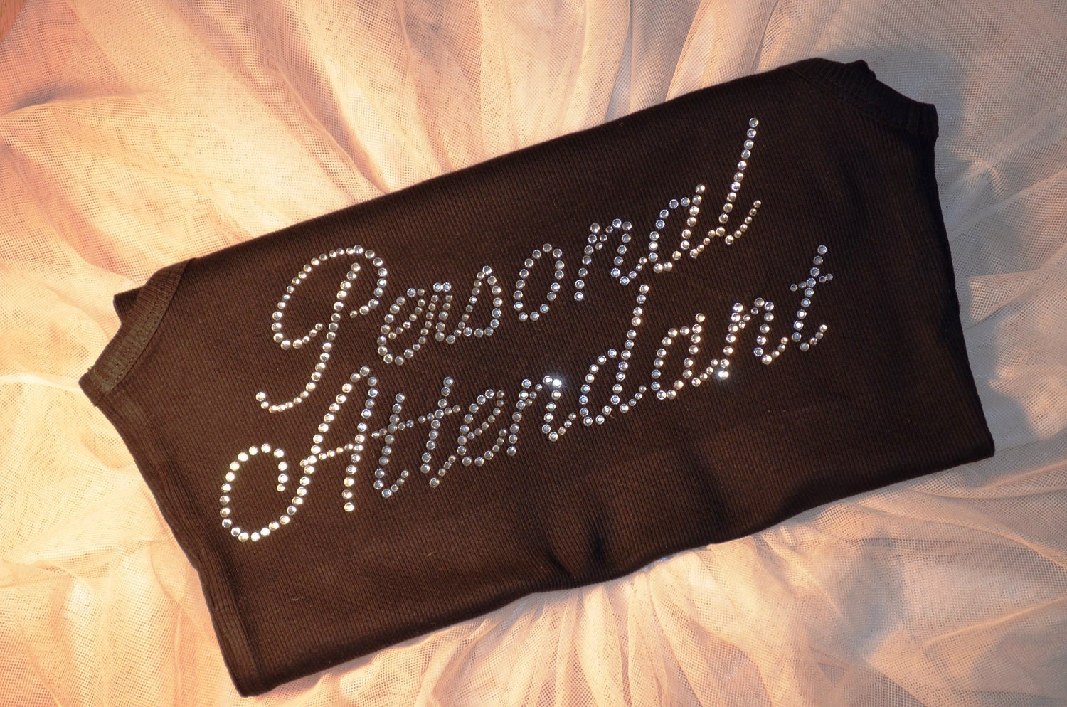PERSONAL ATTENDANT Bridal Party Tank Top Shirt : Bridesmaid Bride crystal rhinestone bling bridal party shirts