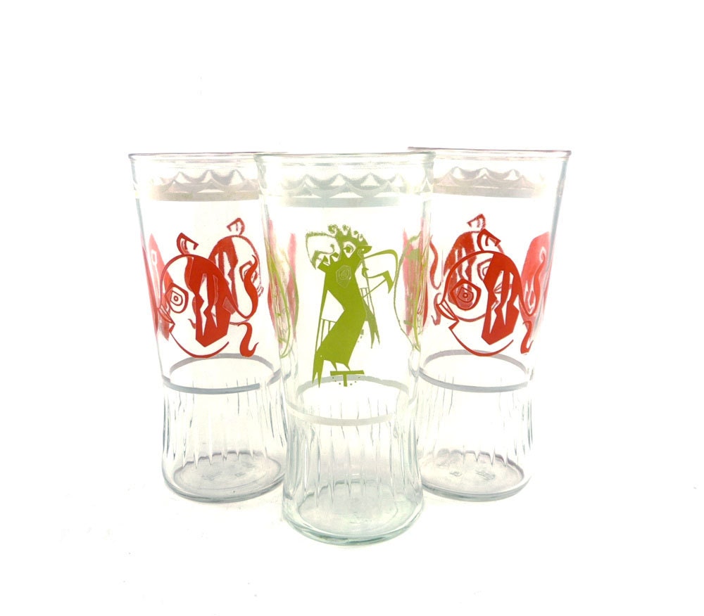Novelty anchor hocking bird & fish drinking glasses