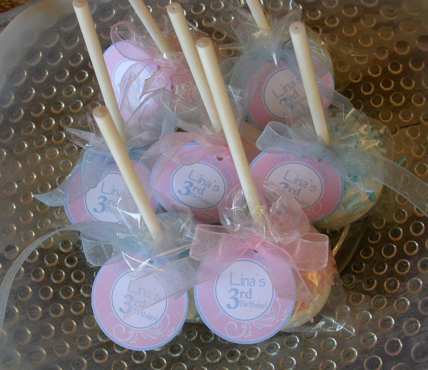 Birthday Favor Tags for cake pops, lollipops and cookie favors - 1.5 inch custom personalized tags Il_570xn