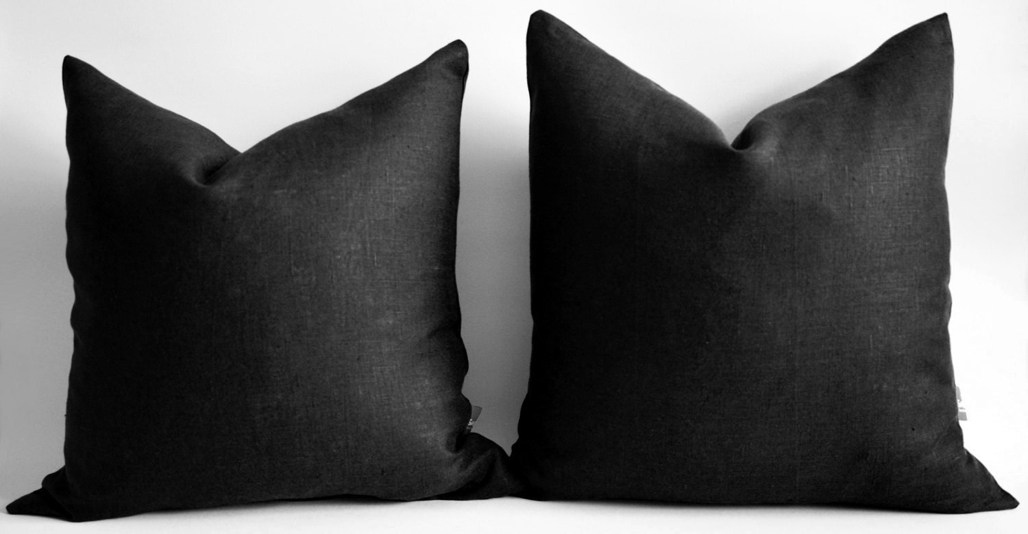 Sukan / 1 piece Black Linen Pillow Covers Decorative Throw Pillow Covers Cushion Covers - 22x22 inch