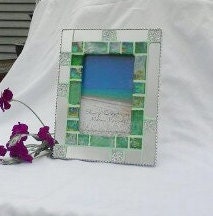 mirror and tile mosaic picture frame --- holds a 4"x6" photo