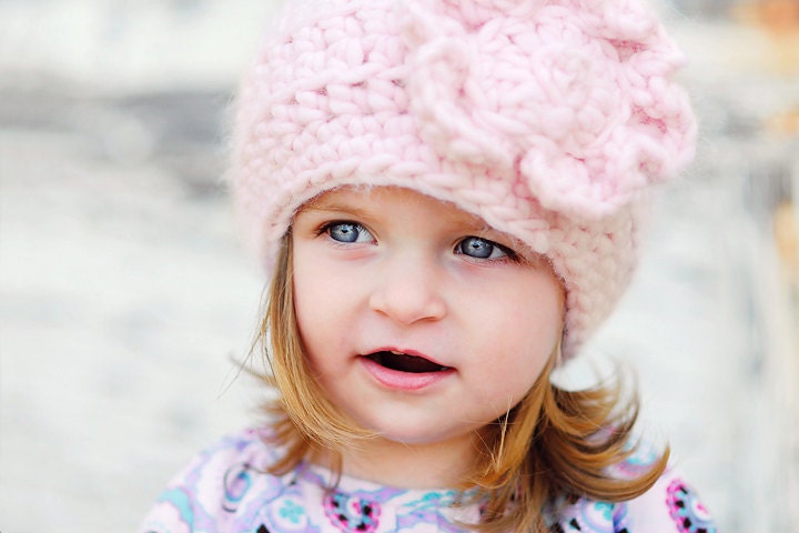 Girls Alpaca CrochetnHat  in the color Blossom. Alpaca and Wool, crochet hat, Christmas gift, holiday
