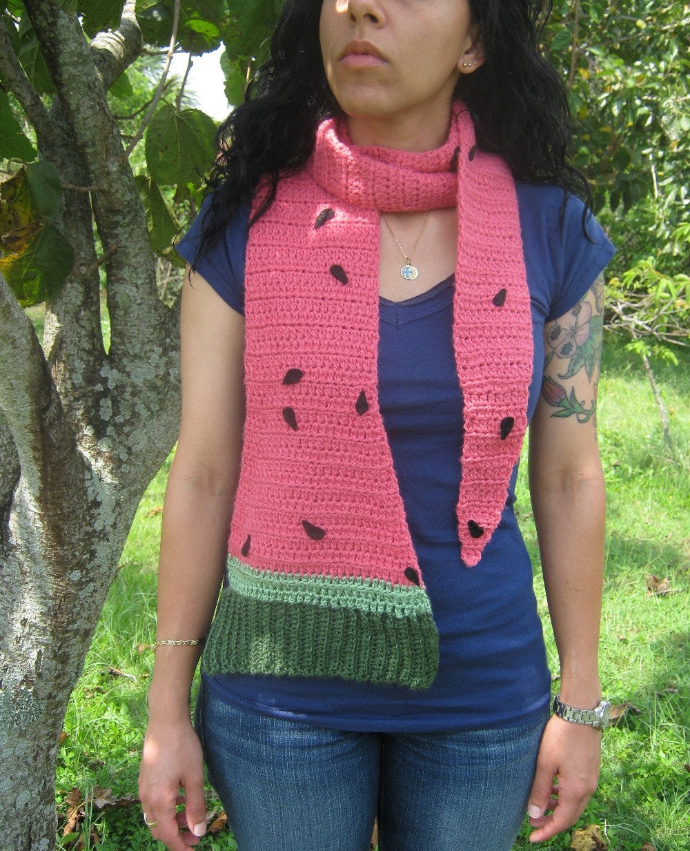 Wild Winter Watermelon crochet scarf (Pink Frog 4 U ORIGINAL DESIGN)