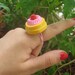 Strawberries and cream yellow layer cake eraser ring