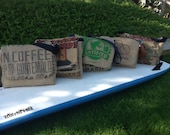 6 Semi Custom Groomsmen Gifts - Eco-Friendly and Handmade Messenger Bags from a Recycled Coffee Sack