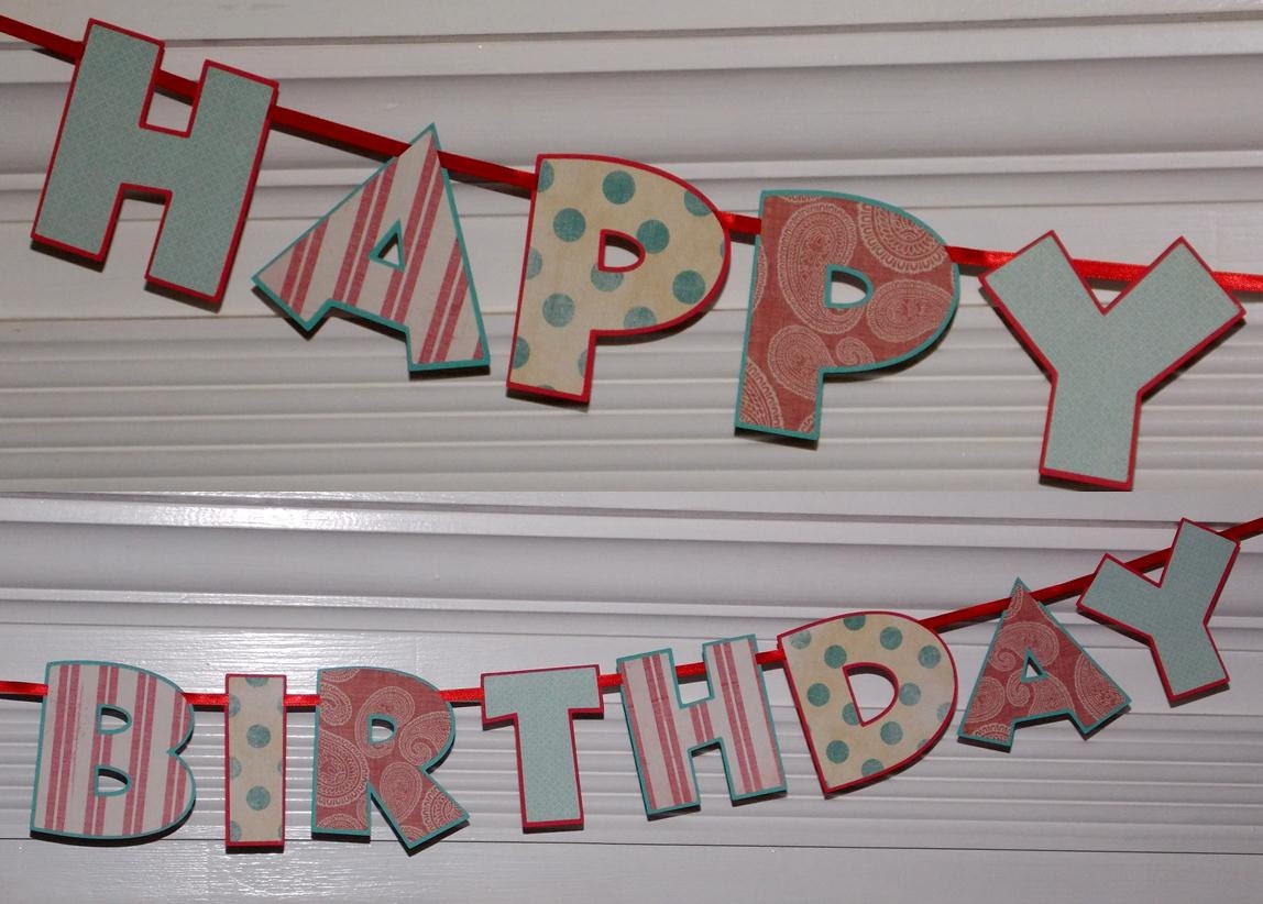 Happy Birthday Letter Banner ... Red & Teal Blue ... Polka Dots Stripes Paisly ... adjustable Il_170x135