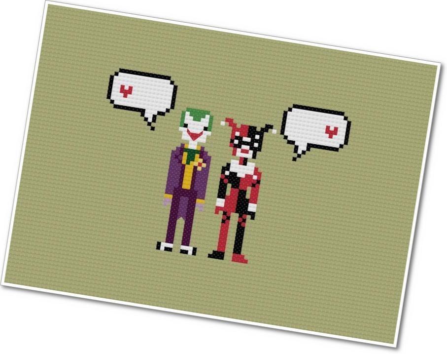Pixel People In Love - Joker & Harley - PDF Cross-stitch Pattern - INSTANT DOWNLOAD