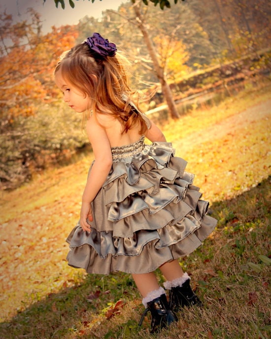 Silver Flower Girl, Special Occasion, Ruffle Back Dress Sizes 6-12 M, 12-18 M, 18-24 M, 2, 3, 4, 5