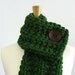RESERVED - Kelly Green Chunky Knit Cowl Scarf with Large Brown Button